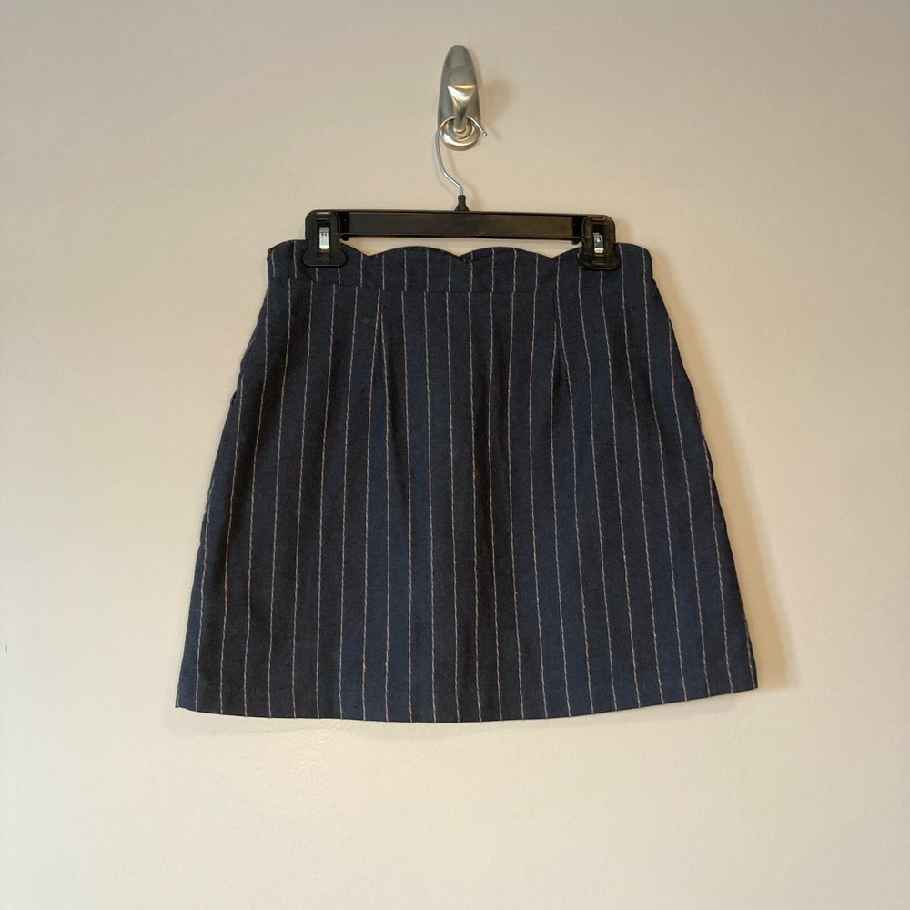 Day to Day Blu Pepper Navy Stripe Button Front Skirt S Pockets Dark Acadamia. - Picture 3 of 4